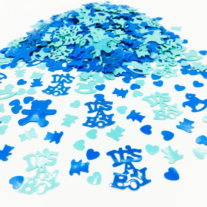 OJLDKTH Baby Shower Confetti Gender Reveal Blue Confetti Sprinkles for Baby Shower Pinata Party DecorationIts A Boy Bear Horse Heart 15OZ - Image 3