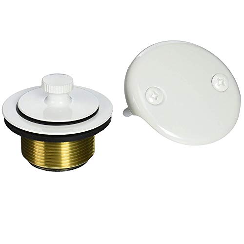 Westbrass D94K-50 Twist & Close Bathtub Drain Stopper with 2-Hole Faceplate and Adapter Bushing, Powder Coat White - Image 3