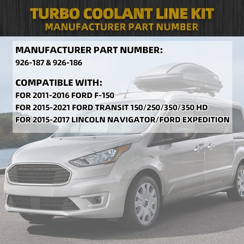 Dasbecan 926186 926187 Turbo Coolant Line Kit Passenger and Driver Both Side fit for 20112016 Ford F150 20152021 Transit 150250350350 HD20152017 Lincoln NavigatorFord Expedition - Image 3