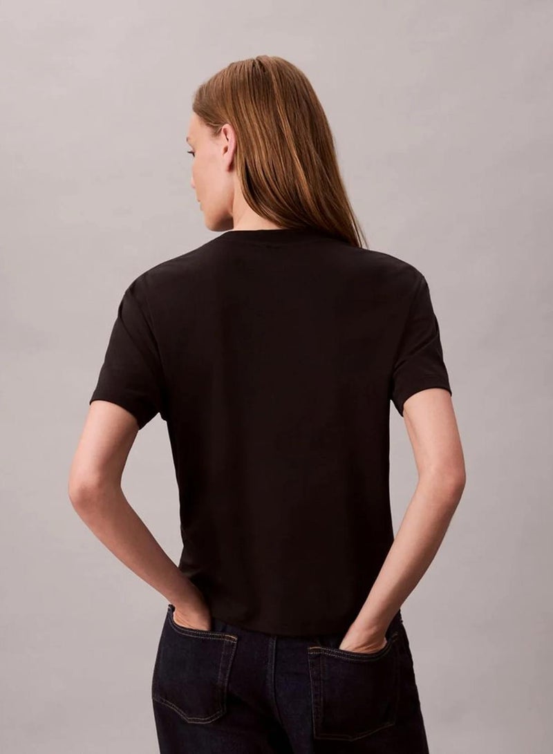 CALVIN KLEIN Supima Cotton Emblem Logo Graphic Classic T-Shirt - Image 4