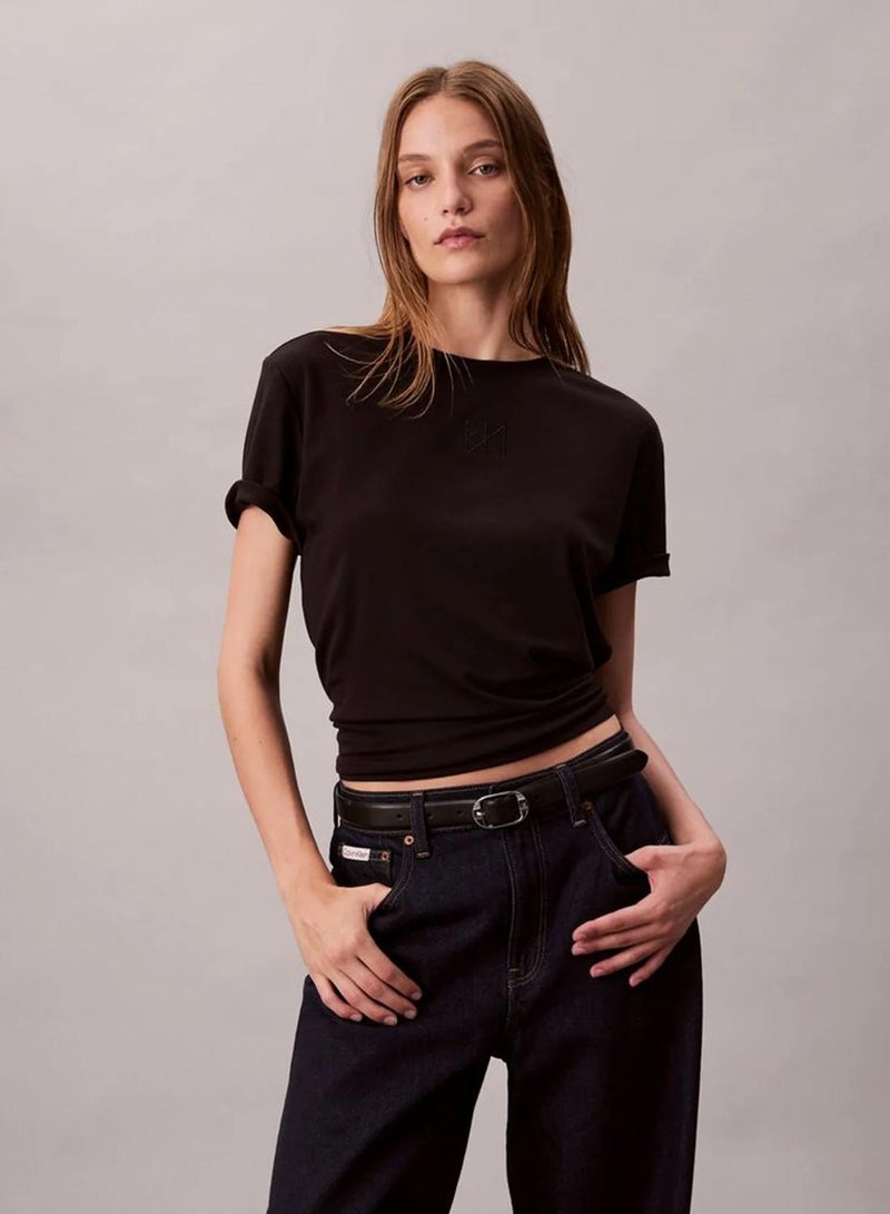 CALVIN KLEIN Supima Cotton Emblem Logo Graphic Classic T-Shirt - Image 1