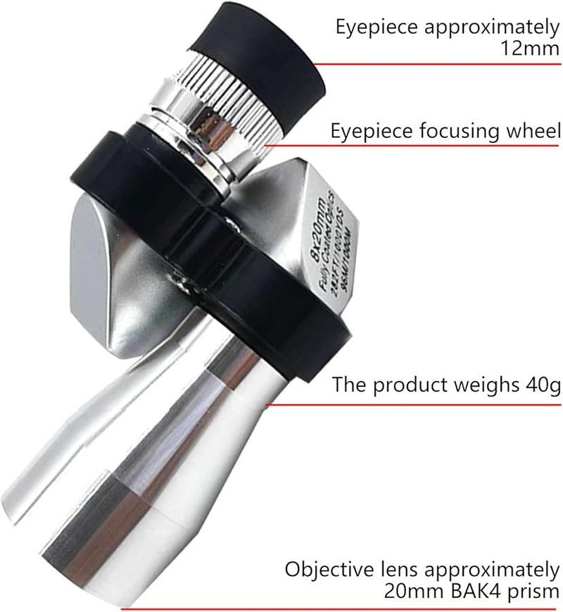زاوية صغيرة سوداء محمولة أحادية العين سريعة التركيز تلسكوب مائل للسفر والمشي لمسافات طويلة والحفلات الموسيقية - Image 5