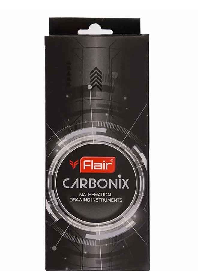 Flair Carbonix Methamatical Drawing Instruments,Geometry Box - 10pc Set, Black