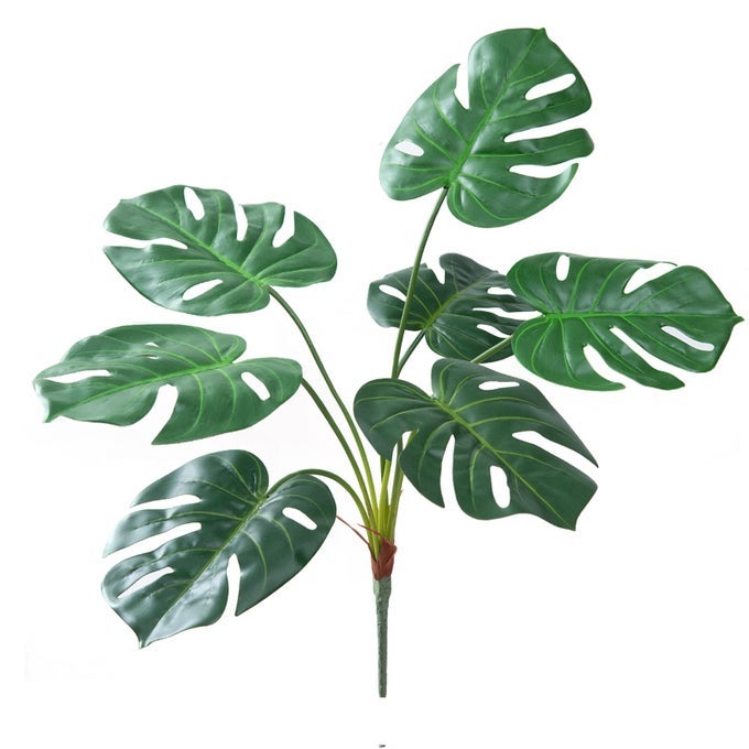 ARTIFICIAL TROPICAL MONSTERA PALM LEAVES FAUX TURTLE LEAF WITH STEMS FAKE REAL TOUCH PALM PLANTS LEAVES ADJUSTABLE REALISTIC DARK GREEN FOLIAGE FOR VASE PARTY FLOWER ARRANGEMENT WEDDING DECOR