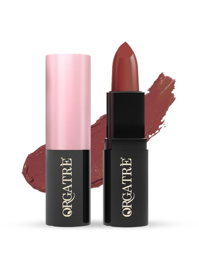 Orgatre MoodBliss Creamy Matte Long Lasting Bullet Lipstick for Women | Intense Colour, Keeps Lips Moisturised | Non-Drying | Highly Pigmented Non-Transfer Formula | Enriched with Almond Oil (Soft Biscotti, 3.2 gm) - Image 1