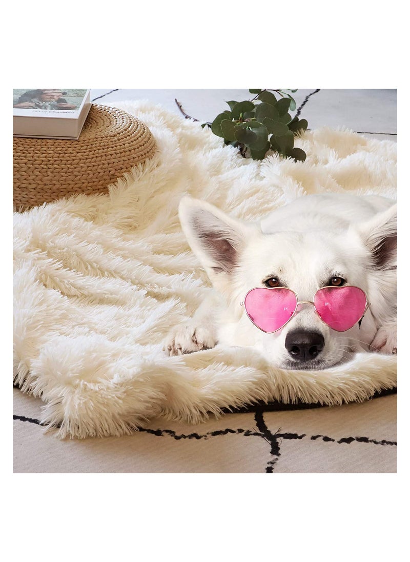 KASTWAVE - Decorative Extra Soft Fuzzy Faux Fur Throw Blanket 50" x 63", Solid Reversible Lightweight Long Hair Blanket, Fluffy Cozy Plush Comfy Microfiber Fleece for Couch Sofa Bedroom, Cream White - Image 1
