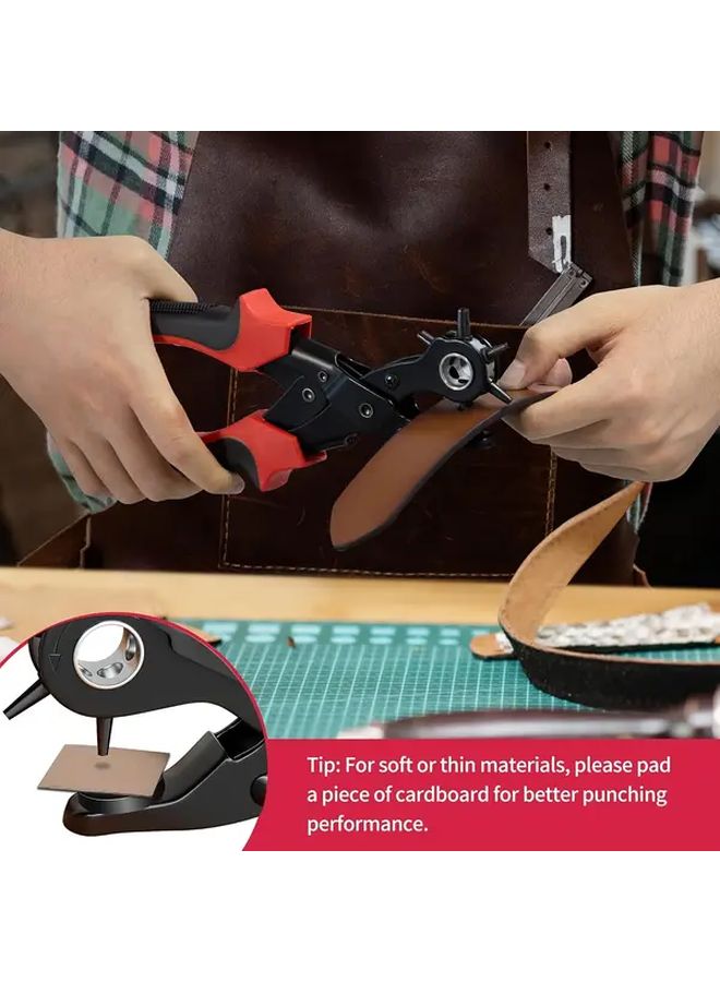 Perforation Pliers Heavy Duty Rotating Belt Hole Punch Tool 6 Adjustable Sizes - Image 3