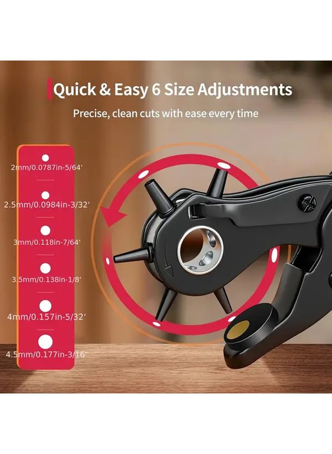 Perforation Pliers Heavy Duty Rotating Belt Hole Punch Tool 6 Adjustable Sizes - Image 4