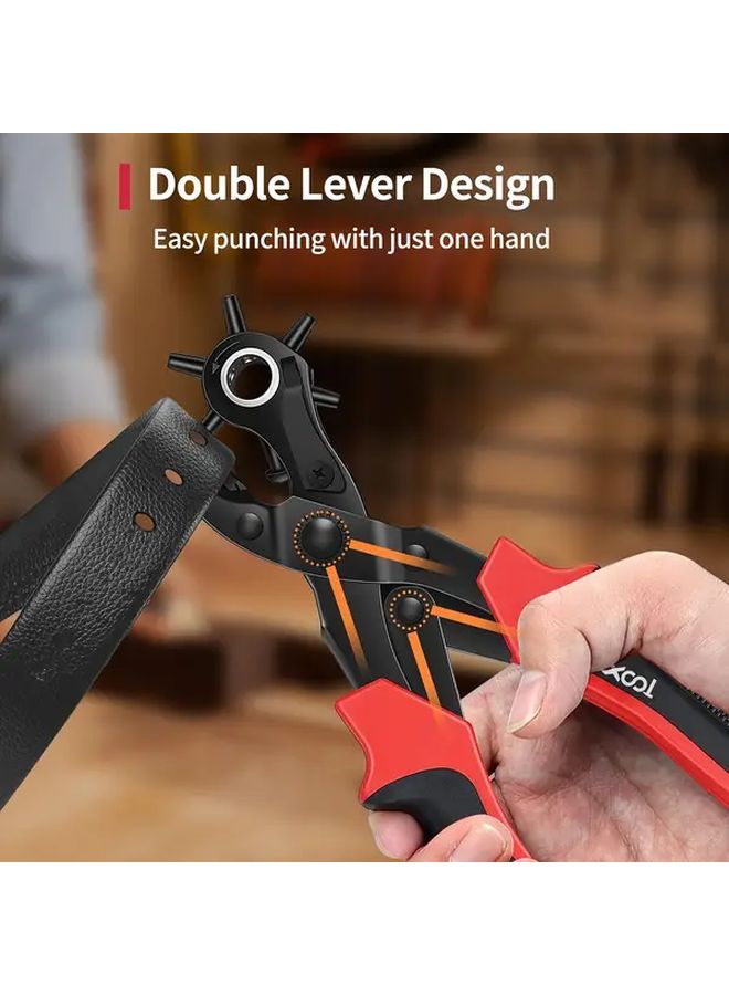 Perforation Pliers Heavy Duty Rotating Belt Hole Punch Tool 6 Adjustable Sizes - Image 2