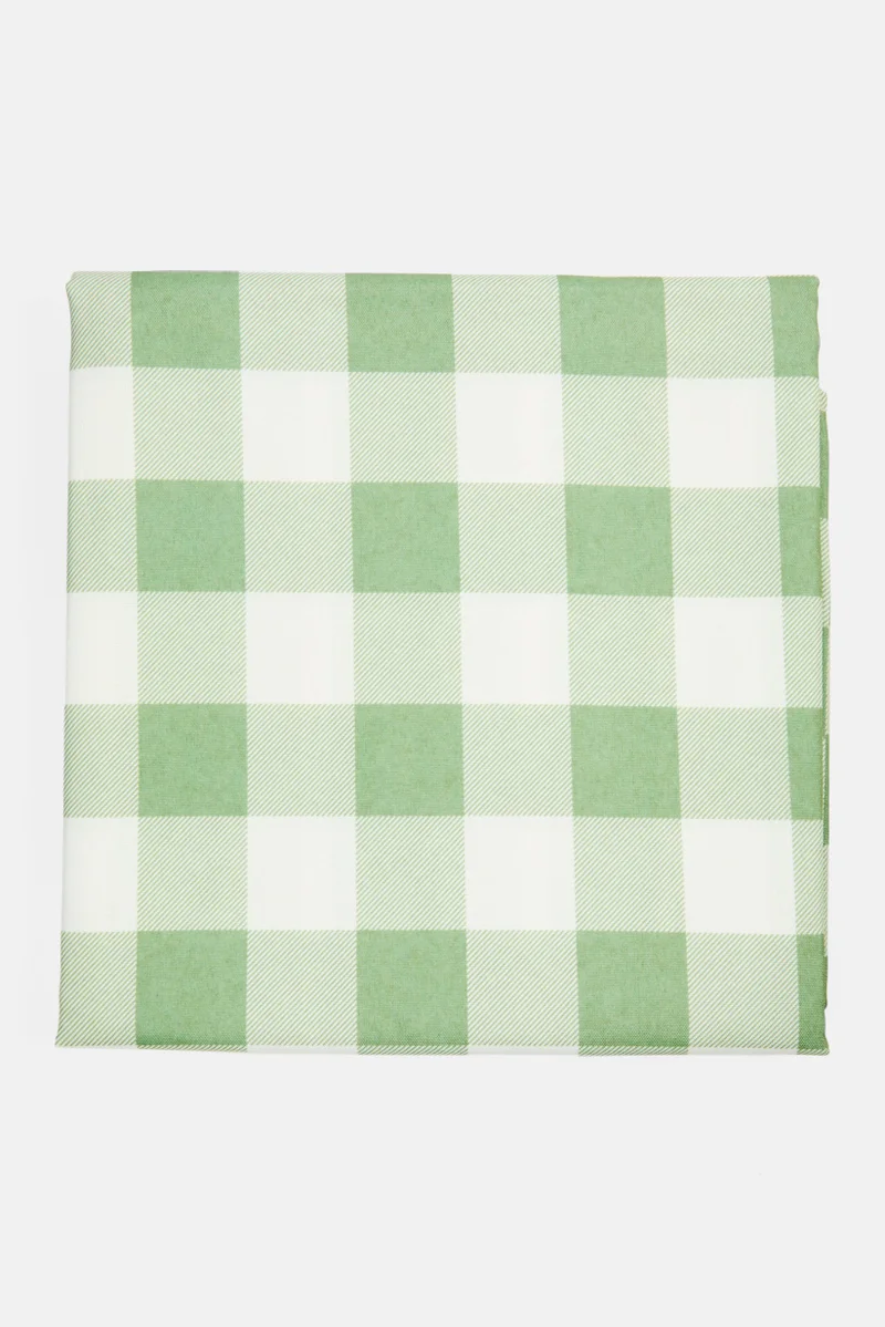 Muy Mucho Anti-Stain Checkered  Mantel Table Cloth 150 x 25 cm, White