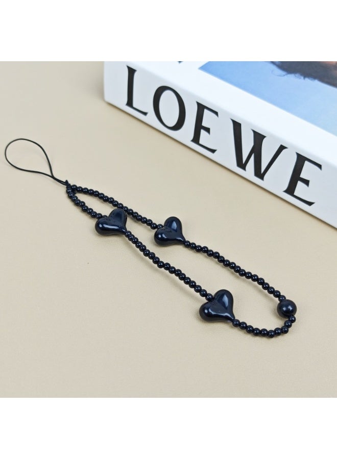 NIBEMINENT Beaded Phone Lanyard, Anti Lost Removable Wrist Strap, Love Bracelet Pendant, Phone Keychain Lanyard - Image 1