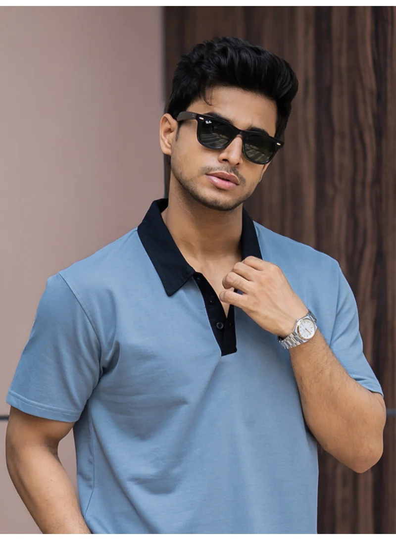 مانياك Maniac Mens Solid Polo Neck Full Sleeve Brown Cotton Tshirt
