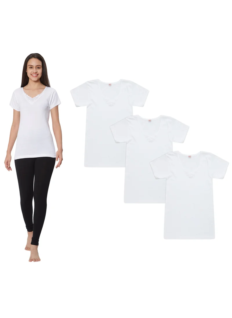 BYC WOMEN'S COTTON UNDERSHIRT (PACK OF 3) - WHITE