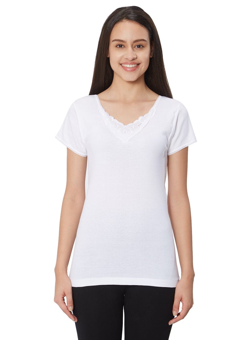 BYC WOMEN'S COTTON UNDERSHIRT (PACK OF 3) - WHITE  - Image 4