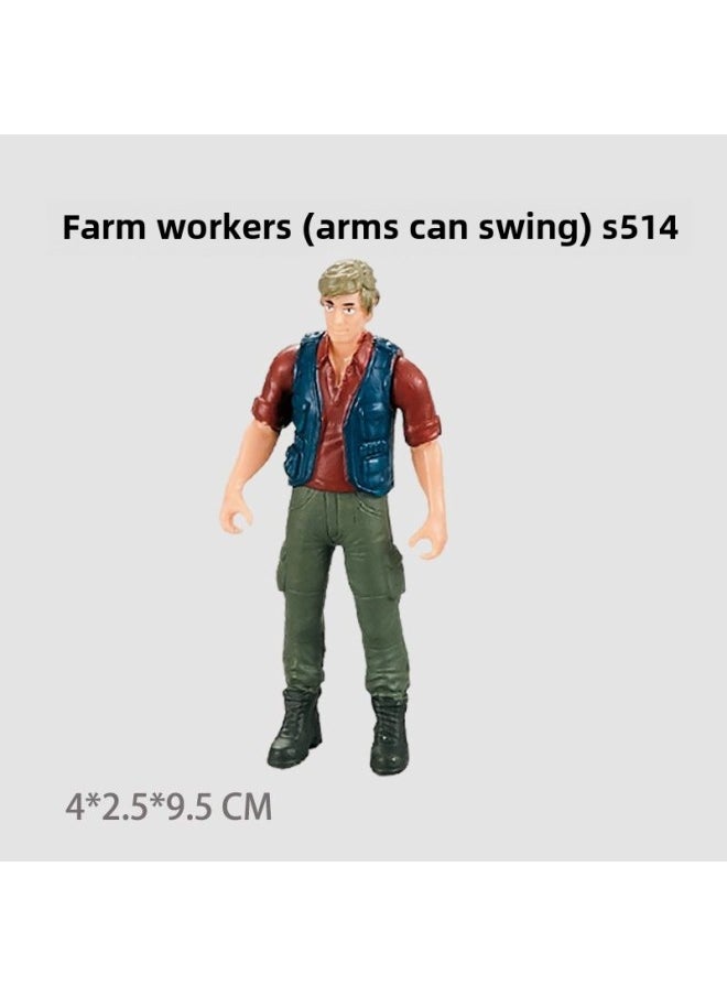 Generic - Simulation Farm Ranch Props Trolley Assembly Motorcycle Farmer Character Sand Table Scene Model Children Ornaments-Color:S501 Farmer With Fork - Image 1