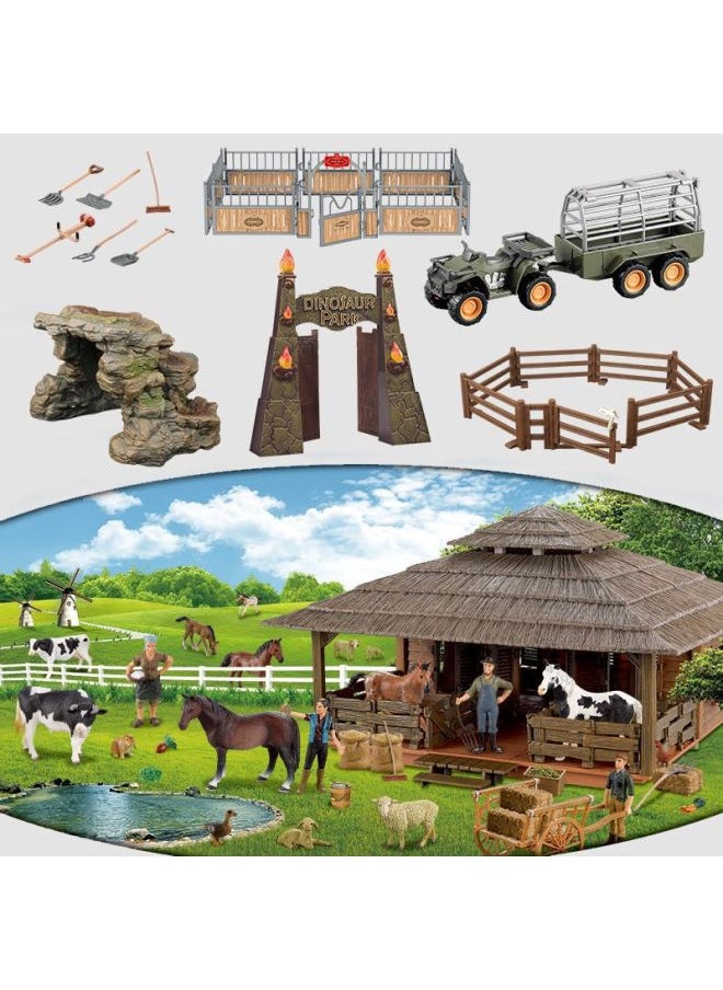 Generic - Simulation Farm Ranch Props Trolley Assembly Motorcycle Farmer Character Sand Table Scene Model Children Ornaments-Color:S501 Farmer With Fork - Image 1