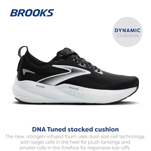Brooks Women’s Glycerin 22 Neutral Running Shoe - Black/Grey/White - 8 Medium - Image 2