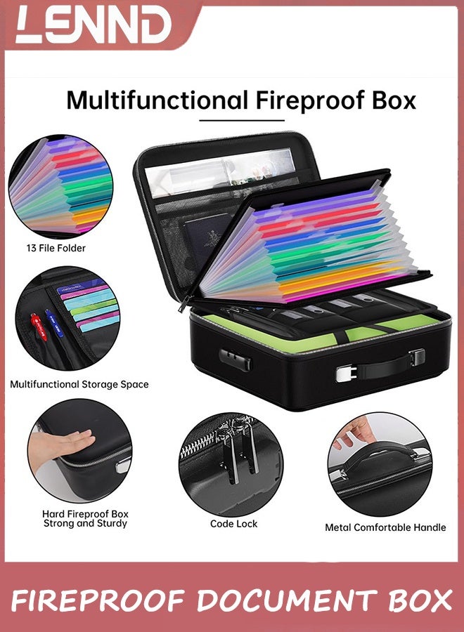 لينند صندوق مستند مقاوم للحريق ، منظم ملف مقاوم للحريق مع قفل تصميم قشرة صلبة مقاوم للحريق صندوق آمن مقاوم للماء للوثائق المهمة شهادات جوازات سفر الكمبيوتر المحمول الأسود - Image 4