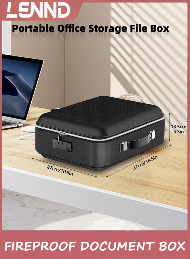 لينند صندوق مستند مقاوم للحريق ، منظم ملف مقاوم للحريق مع قفل تصميم قشرة صلبة مقاوم للحريق صندوق آمن مقاوم للماء للوثائق المهمة شهادات جوازات سفر الكمبيوتر المحمول الأسود - Image 3