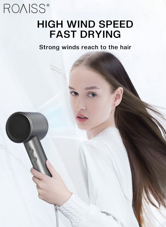 roaiss Negative Ion Hair Dryer, Fast Drying, Multiple Depth Noise Reduction Hair Dryer LED light temperature display, Professional High Speed Hairdryer 4Temps /2Speeds, Suitable for Home Travel Dormitory - Image 2