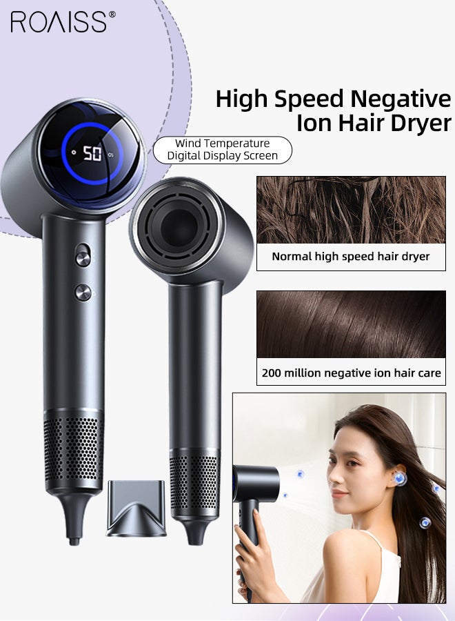 roaiss Negative Ion Hair Dryer, Fast Drying, Multiple Depth Noise Reduction Hair Dryer LED light temperature display, Professional High Speed Hairdryer 4Temps /2Speeds, Suitable for Home Travel Dormitory - Image 1