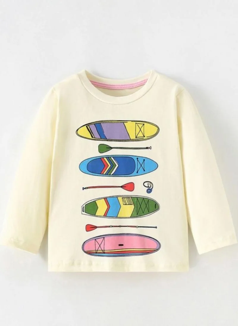 YUNIQEE Cream Graphic Printed Round Neck Cotton T-shirt