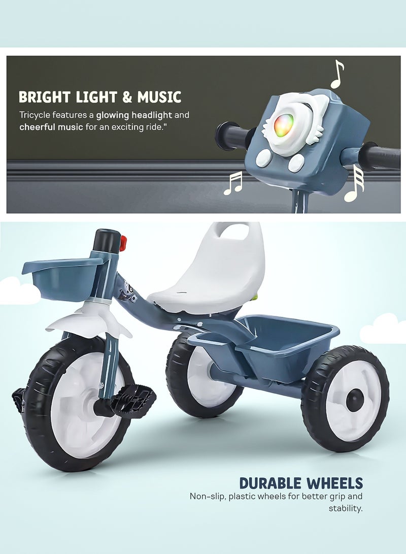 بيبي دراجة ثلاثية العجلات للأطفال من روليتو، دراجة ذكية قابلة للتوصيل والتشغيل، مزودة بسلال تخزين أمامية وخلفية، دراجة ثلاثية العجلات بثلاث عجلات، دراجة ثلاثية العجلات للأطفال من عمر سنتين إلى خمس سنوات، لون أزرق - Image 5