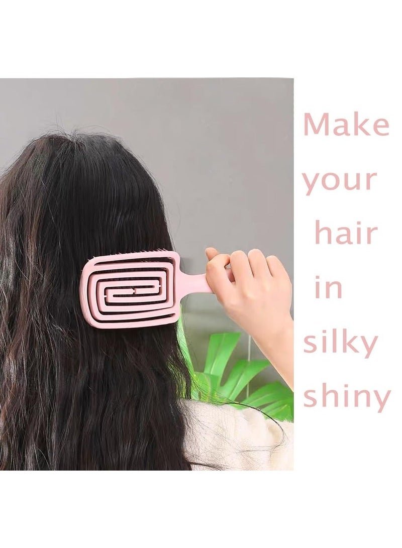 BONITO 2 PCS Curved Vent Hair Brush, Anti Static Detangling nylon Massage Brushes, Blow Dryer Brush Hairdressing Styling Tools - Image 5