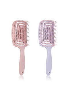 BONITO 2 PCS Curved Vent Hair Brush, Anti Static Detangling nylon Massage Brushes, Blow Dryer Brush Hairdressing Styling Tools  - Image 1