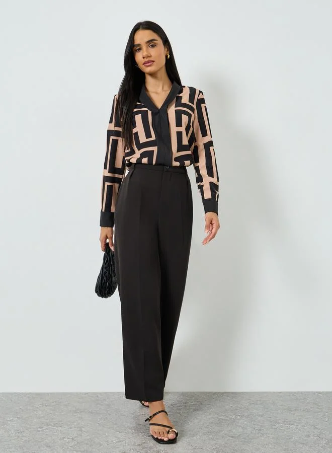 Take Two Multi Geometric Print Long Sleeve Top