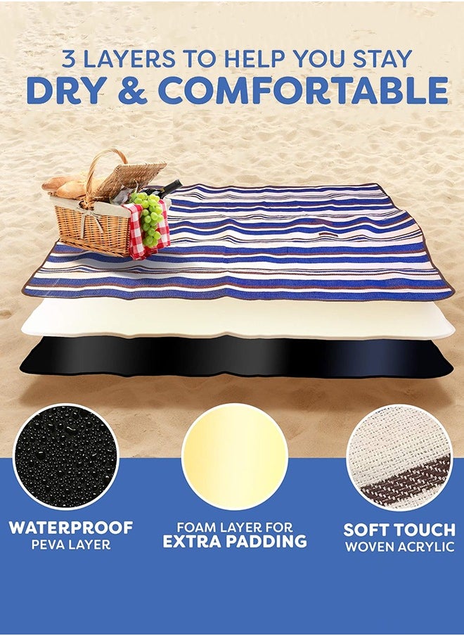 Sweet Life 150*150cm Sandproof Waterproof Extra Large Beach Mat Foldable for Family, Pocket for iPhone Keys and More Dual Layers for Outdoor Water Portable Lightweight Oversized Beach Quick Drying Blanket, Sand Free for Outdoor Picnic, Beach Travel Camping Hiking  - Image 3