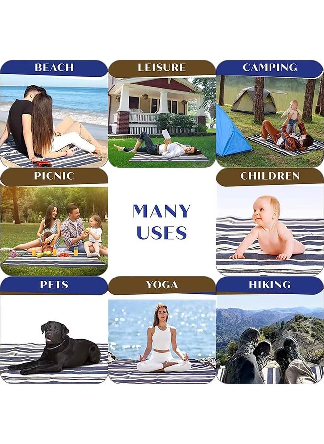 Sweet Life 150*150cm Sandproof Waterproof Extra Large Beach Mat Foldable for Family, Pocket for iPhone Keys and More Dual Layers for Outdoor Water Portable Lightweight Oversized Beach Quick Drying Blanket, Sand Free for Outdoor Picnic, Beach Travel Camping Hiking  - Image 4