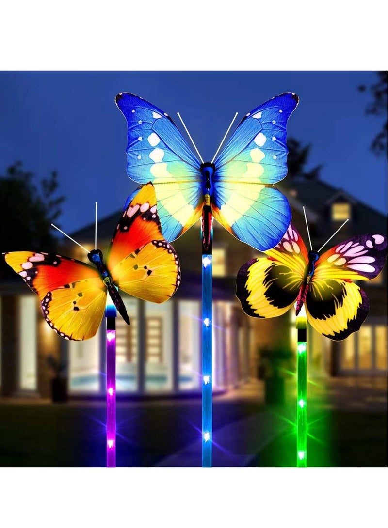 إسكدنيا 3 Pack Solar Stake Light Multi Color Changing LED Garden Lights Fiber Optic erfly Decorative Lights Solar Powered with a Purple LED Light Stake - Image 1
