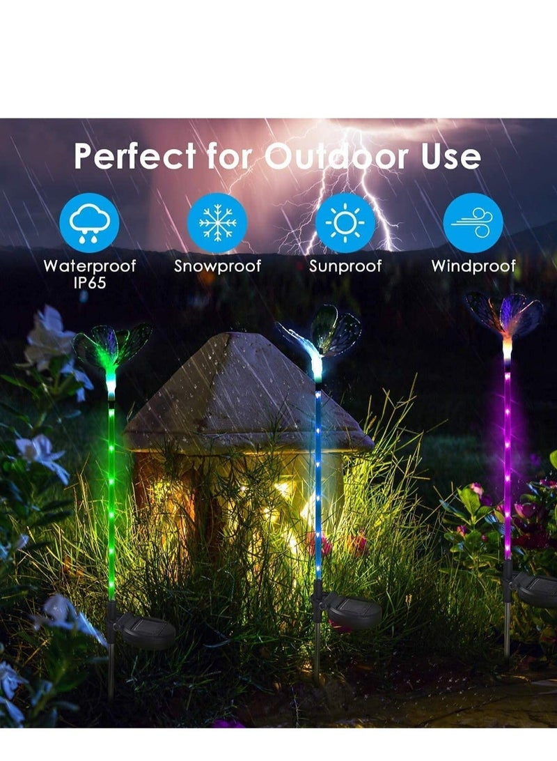 إسكدنيا 3 Pack Solar Stake Light Multi Color Changing LED Garden Lights Fiber Optic erfly Decorative Lights Solar Powered with a Purple LED Light Stake - Image 4