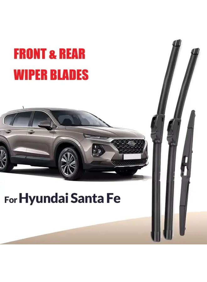 Hyundai Santa Fe 2012 2017 Front And Rear Windshield Wiper Blades Set of 3 - Image 1