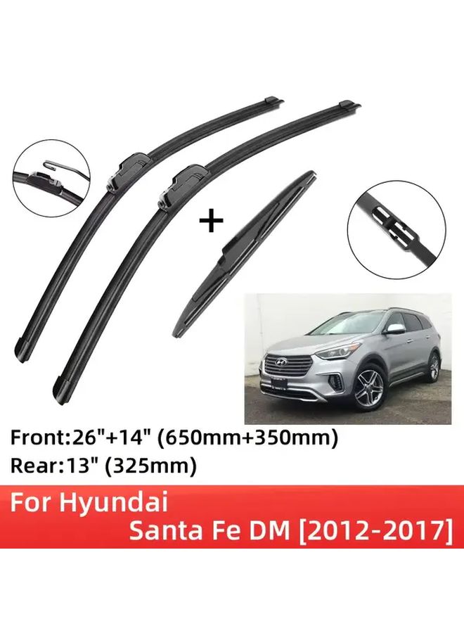Hyundai Santa Fe 2012 2017 Front And Rear Windshield Wiper Blades Set of 3 - Image 3
