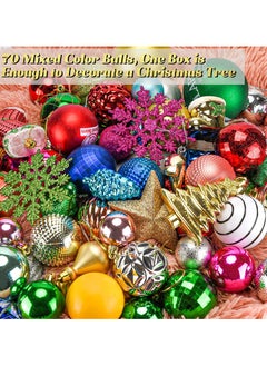 TAPIT Christmas Balls Ornaments 60-70Pack for Xmas Christmas Tree Theme Assorted Shatterproof Indoor Decorations Christmas Tree Ball Ornament Set Christmas Decorations Festive Party  - Image 3