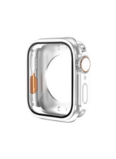 Suitable For Apple Watch Case Change Second Generation Ultra Shell Film Integrated 360 All-inclusive Protective Shell-Color:Silver + Orange-Appearance Size:45MM (without Packaging)