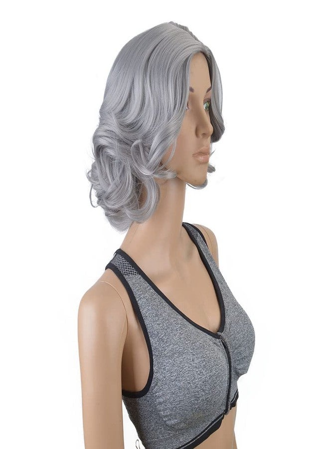 SiYi short roll silver gray wig old lady costume women and grandma art wig silver gray mother old lady play - Image 2