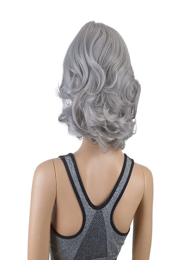 SiYi short roll silver gray wig old lady costume women and grandma art wig silver gray mother old lady play - Image 4
