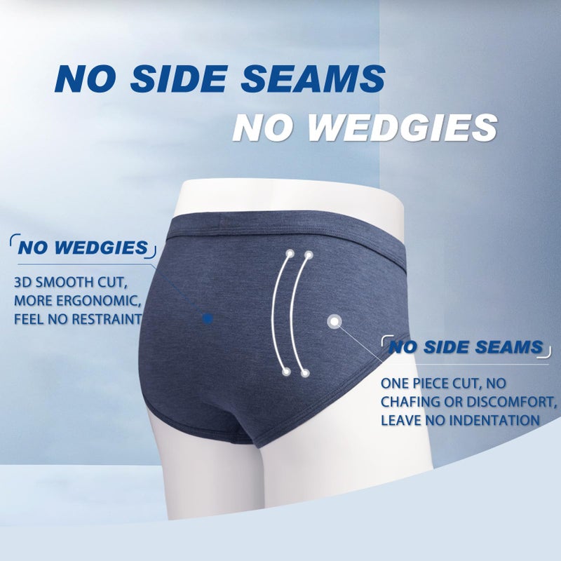 BAMBOO COOL Men's Tagless Briefs Coverd Waistband Comfort Soft Underwear with Contour Pouch Breathable Underpants, Multipacks Black,blue - Image 5