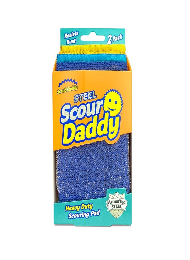 Scrub Daddy Steel Scour Pads - Scour Daddy Steel - Stainless Steel Scouring Pads for Dishes, Pots, Pans and Grill, Scrubbers for Kitchen and Bathroom, Soft in Warm Water, Firm in Cold - 2ct - Image 1