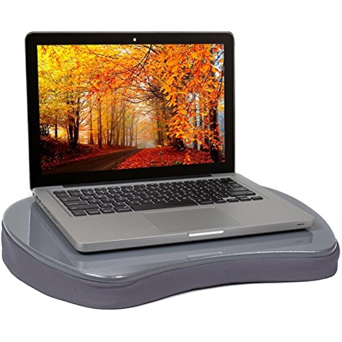 rayihni MINI LAP DESK WITH MEMORY FOAM CUSHION | HANDLE | FITS LAPTOPS UP TO 15" | WORK FROM HOME | SILVER | PORTABLE TRAVEL DESK | READING WRITING AND COLORING - Image 1