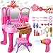 AugToy Toddler Vanity Magic Makeup Set Table Chair Girl Toy Automatically Mirror with Music Light Pink Toys for 2 3 4 Year Old Girl Hair Salon Pretend Play Princess Dress Up Playset Valentine Gift Age 35 - Image 2