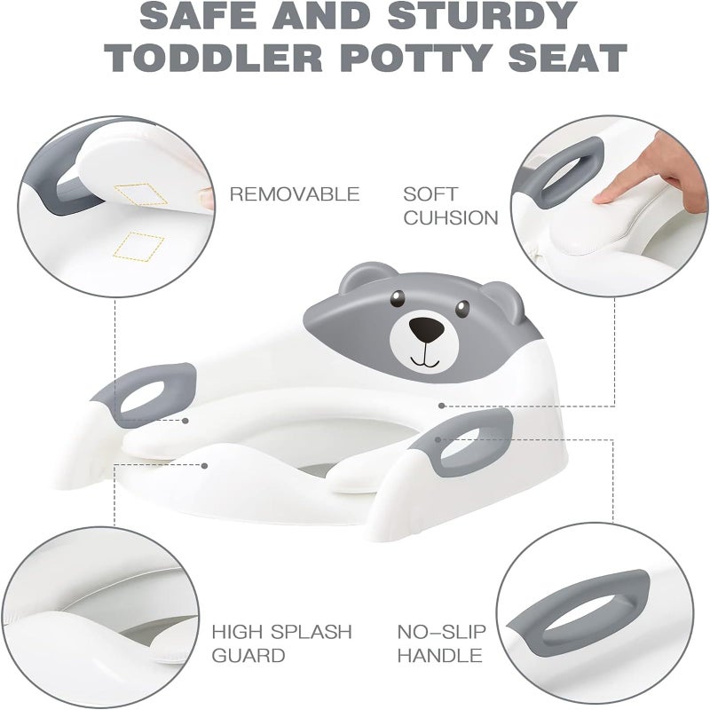 SKYROKU Toilet Potty Training Seat with Step Stool Ladder, Toddler Potty Seat for Kids and Toddler Boys Girls, Splash Guard and Safety Handles(Grey) - Image 3