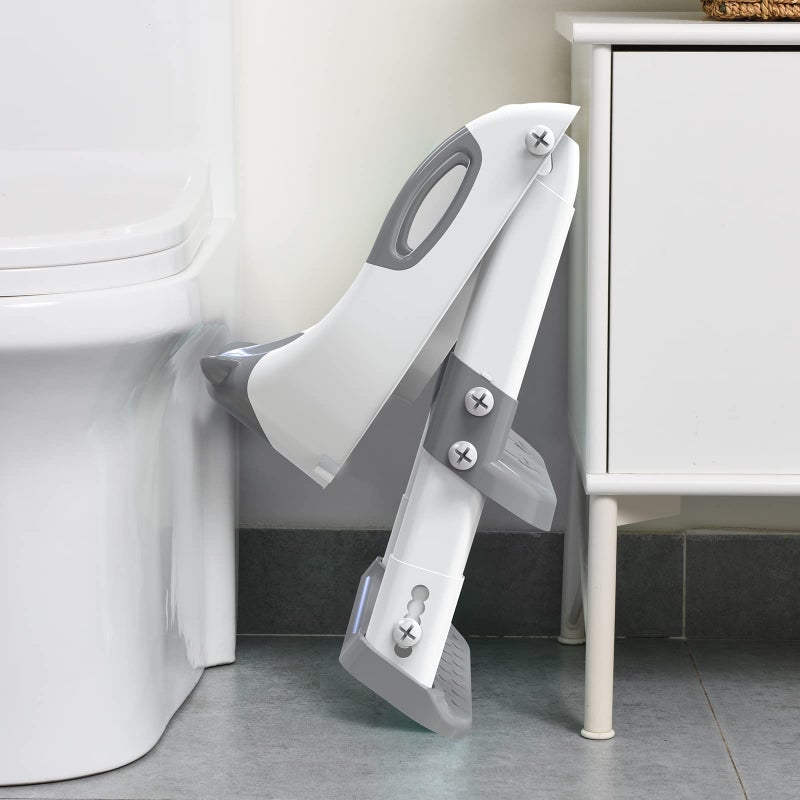 SKYROKU Toilet Potty Training Seat with Step Stool Ladder, Toddler Potty Seat for Kids and Toddler Boys Girls, Splash Guard and Safety Handles(Grey) - Image 4
