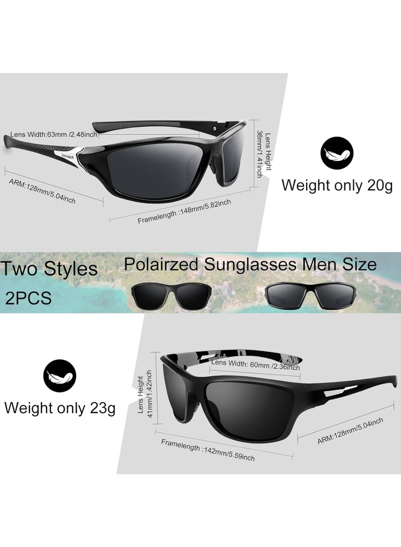 SOLARAE 2 PCS 2 Style Polarized Sports Sunglasses, Sunglasses Cycling Running Fishing Goggles Unbreakable Frame, for Men, Sun Glasses Mixed Style UV Protection Fan Sports Sunglasses - Image 2