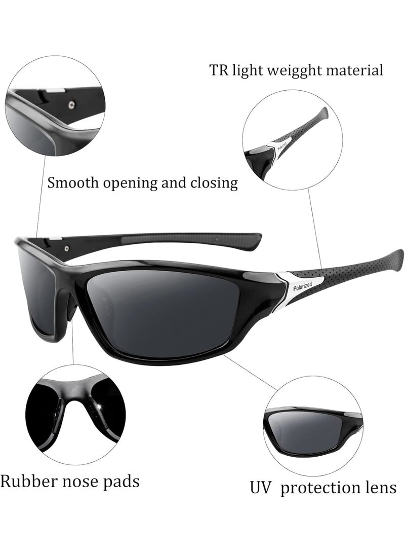 SOLARAE 2 PCS 2 Style Polarized Sports Sunglasses, Sunglasses Cycling Running Fishing Goggles Unbreakable Frame, for Men, Sun Glasses Mixed Style UV Protection Fan Sports Sunglasses - Image 3