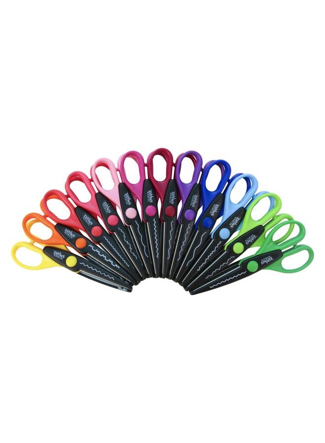 School Smart Paper Edger Scissors, 6-1/2 x 2-1/2 Inches, Assorted Colors, Set of 12 - Image 5