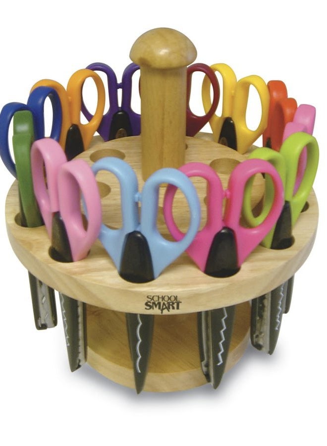 School Smart Paper Edger Scissors, 6-1/2 x 2-1/2 Inches, Assorted Colors, Set of 12 - Image 1